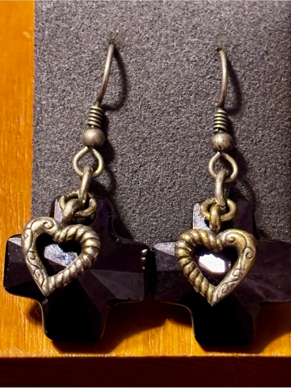 Brighton “Karma Cross” Black Cross Earrings with Heart Charms